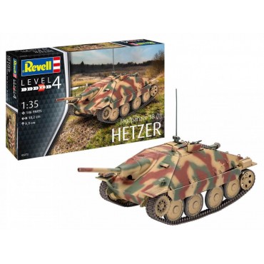 KIT PARA MONTAR REVELL TANQUE DE GUERRA JAGDPANZER 38T HETZER 1/35 146 PEÇAS REV 03272